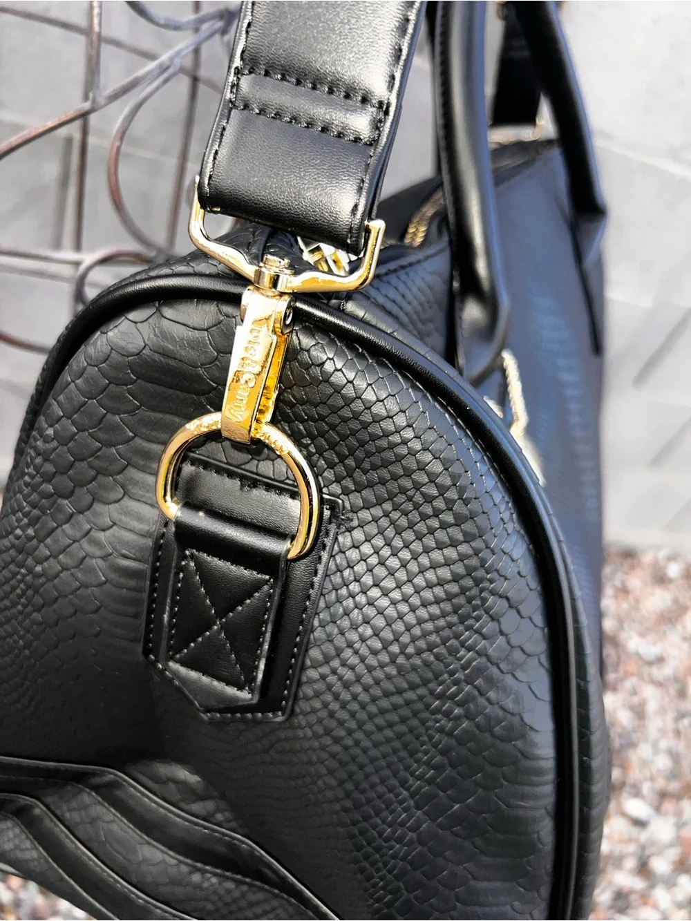 Black Vegan leather Weekender bag
